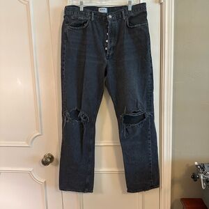 Agolde Black Flare Wide Leg Jeans